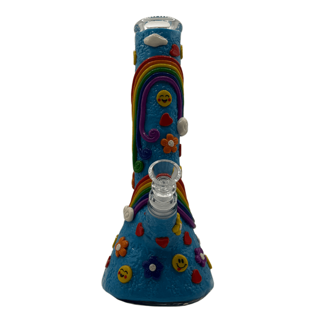 10" Custom Art Water Pipe happy rainbow