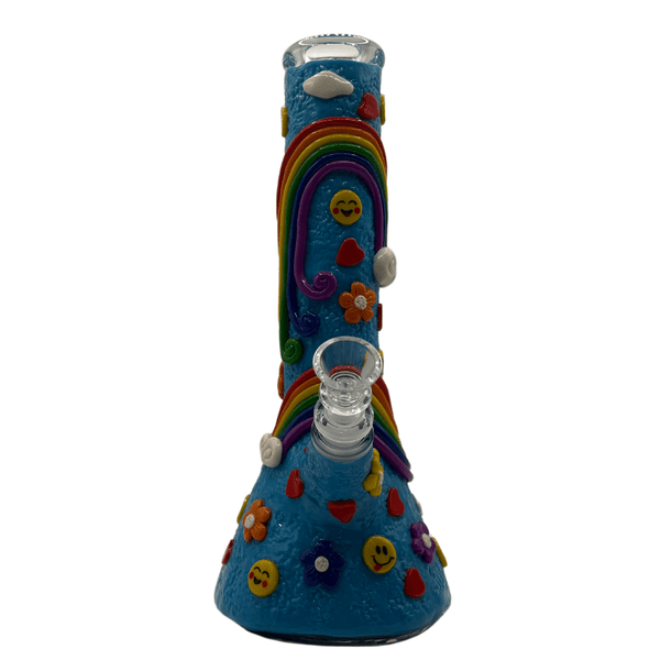 10" Custom Art Water Pipe happy rainbow