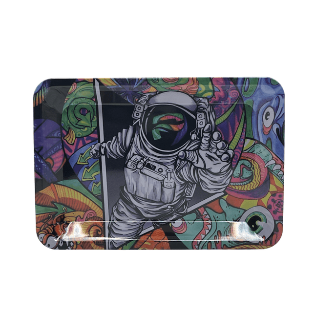 8" Rectangle Rolling Tray trippy astronaut