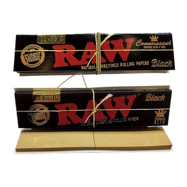 RAW Black Connoisseur Rolling Papers w/ Tips