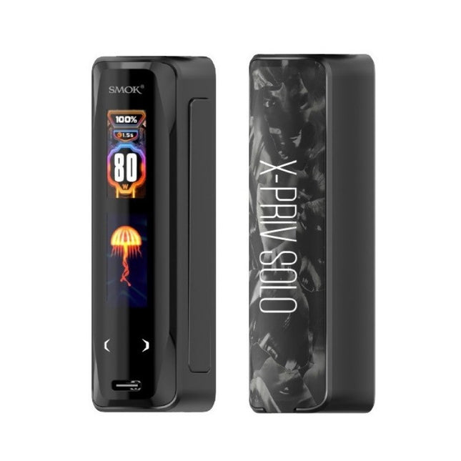 Smok X-Priv Solo vaping device with digital display on a white background