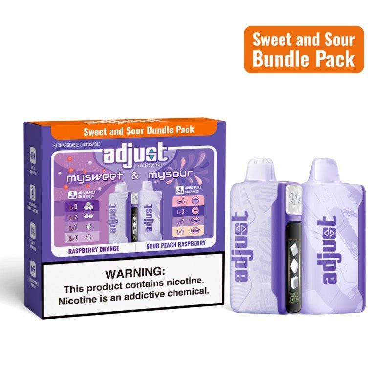 Adjust MySweet + MySour 40K Disposable Bundle | 80K Puffs Combo Virginia Vapes & Tobacco Adjust MySweet + MySour 40K Disposable Bundle | 80K Puffs Combo Virginia Vapes & Tobacco