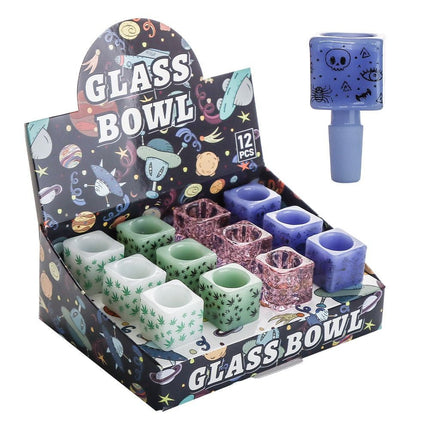 Assorted Decal Cube Bowl 14M - Virginia Vapes & Tobacco