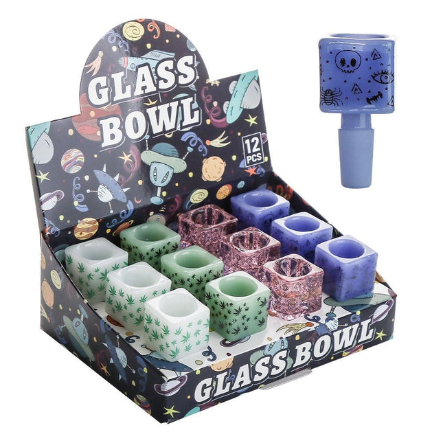 Assorted Decal Cube Bowl 14M - Virginia Vapes & Tobacco