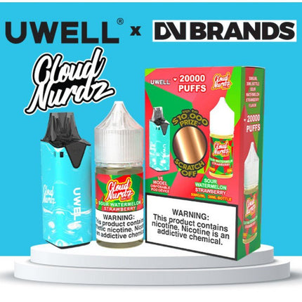 Cloud Nurdz Salt x Uwell V6 - E-Liquid + Device Bundle Sour Watermelon Strawberry 50mg