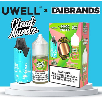 Cloud Nurdz Salt x Uwell V6 - E-Liquid + Device Bundle Watermelon Apple 50mg