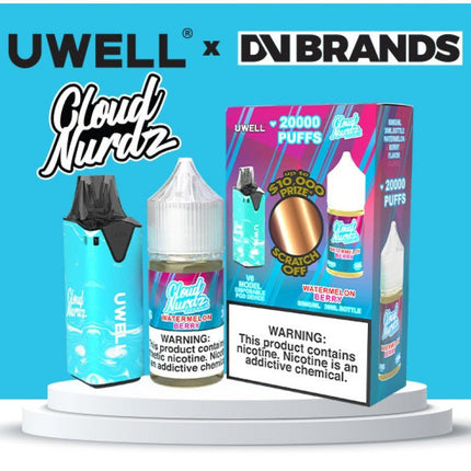 Cloud Nurdz Salt x Uwell V6 - E-Liquid + Device Bundle Watermelon Berry Iced 50mg