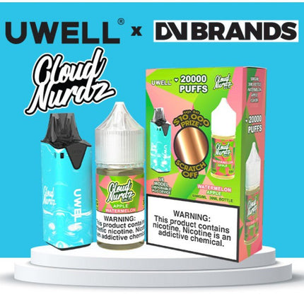 Cloud Nurdz Salt x Uwell V6 - E-Liquid + Device Bundle Watermelon Apple 50mg