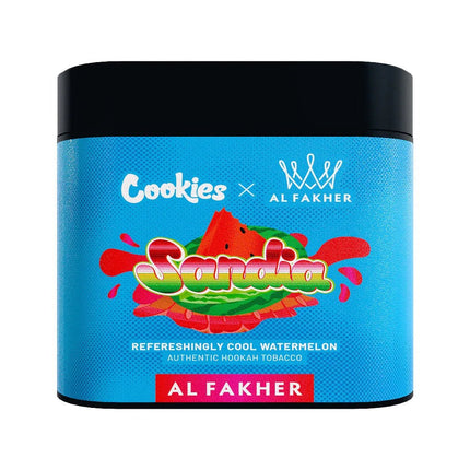 Tobacco product packaging with colorful design and text on a blue background