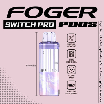 Foger Switch Pro Disposable POD ONLY Blueberry Cotton Candy - Virginia Vapes & Tobacco