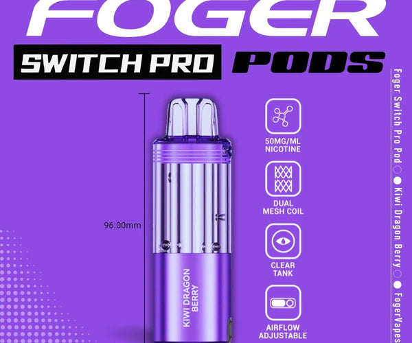 Foger Switch Pro Pod Kiwi Dragon Berry | 30,000 Puffs 12ml Foger Switch Pro Pod Kiwi Dragon Berry | 30,000 Puffs 12ml