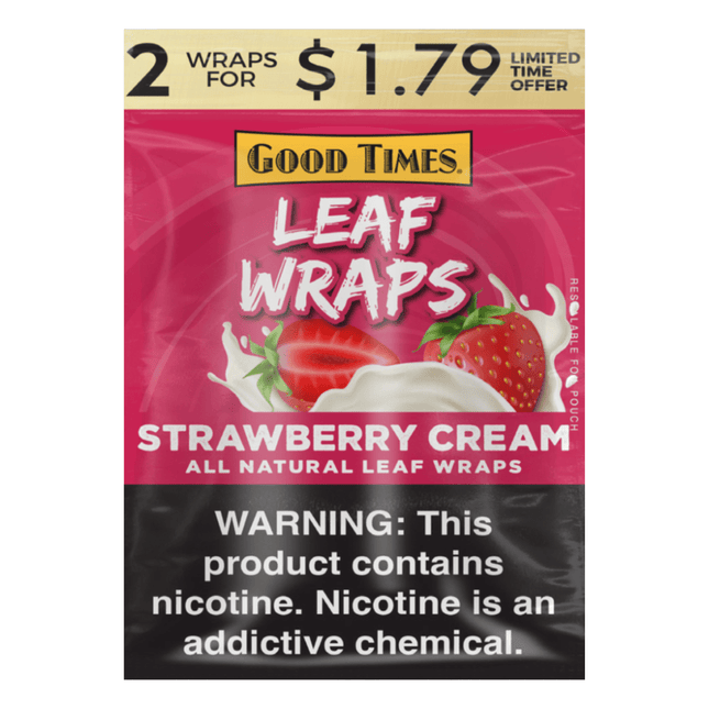 Good Times Leaf Wraps Strawberry Cream - Virginia Vapes & Tobacco