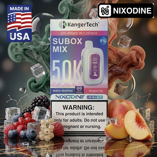 Kanger Subox MIX 50k Nixodine Disposable Peach Ice / Mixed Berries - Virginia Vapes & Tobacco