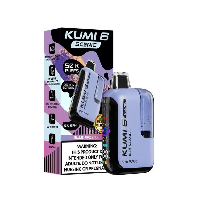 Kumi 6 Scenic SFN 5% Disposable Blue Razz Ice - Virginia Vapes & Tobacco