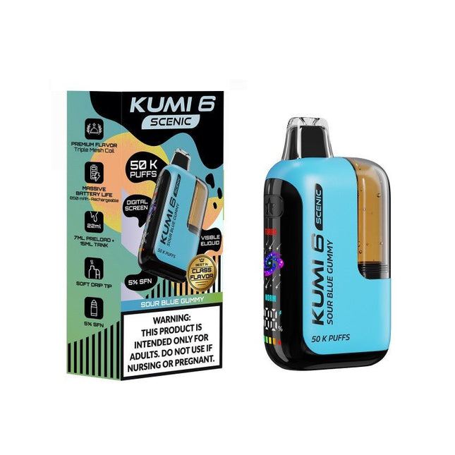 Kumi 6 Scenic SFN 5% Disposable Sour Blue Gummy - Virginia Vapes & Tobacco