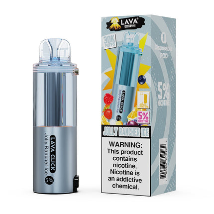 Lava Click vape device with Jolly Rancher Ice flavor packaging on a white background