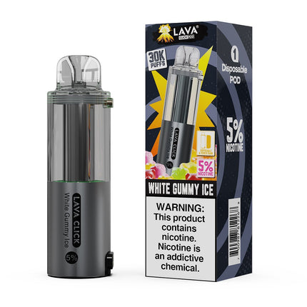 Lava Click disposable vape pen with packaging on a white background