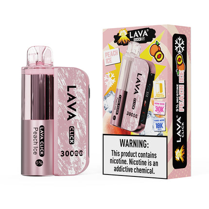 Pink LAVA Click vape device with packaging on a white background