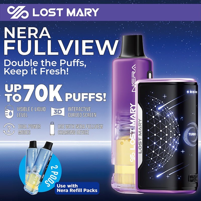 Lost Mary Nera Fullview 70K Disposable Pod Kit 70K Puffs Refillable Lost Mary Nera Fullview 70K Disposable Pod Kit 70K Puffs Refillable