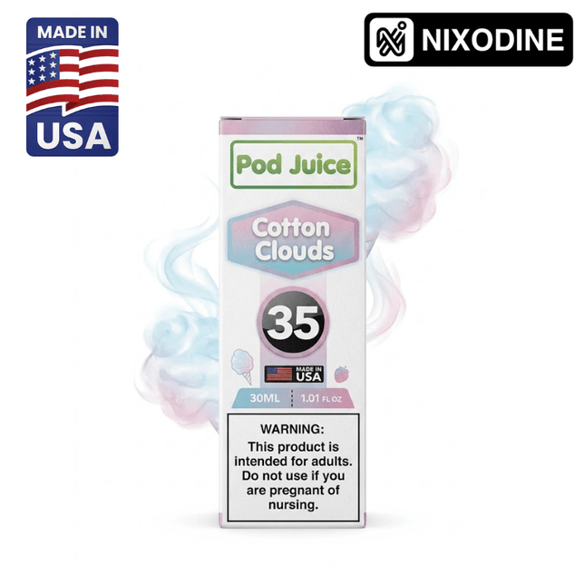 Pod Juice Nixodine Cotton Clouds 30ml - Virginia Vapes & Tobacco