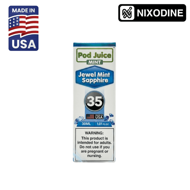 Pod Juice Nixodine Jewel Mint Sapphire 30ml - Virginia Vapes & Tobacco