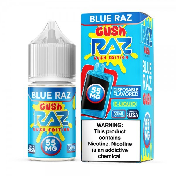 Pod Juice X RAZ Blue RAZ Gush Salts 30ml - Virginia Vapes & Tobacco