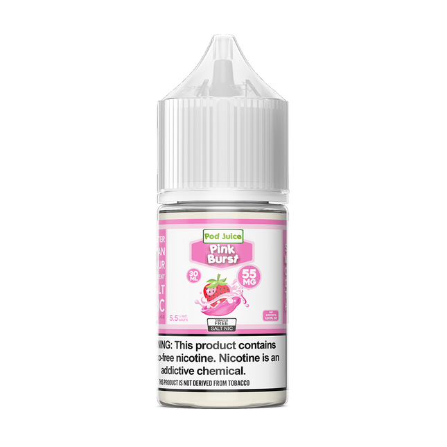 Pink Burst vape juice bottle with label on a white background