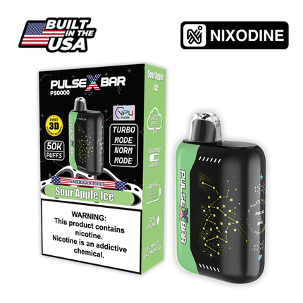 Pulse X Bar Nixodine Disposable Sour Apple Ice - Virginia Vapes & Tobacco