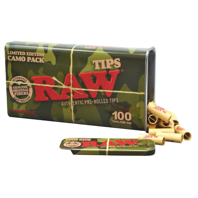 Raw Pre Rolled Tips 100pk camo