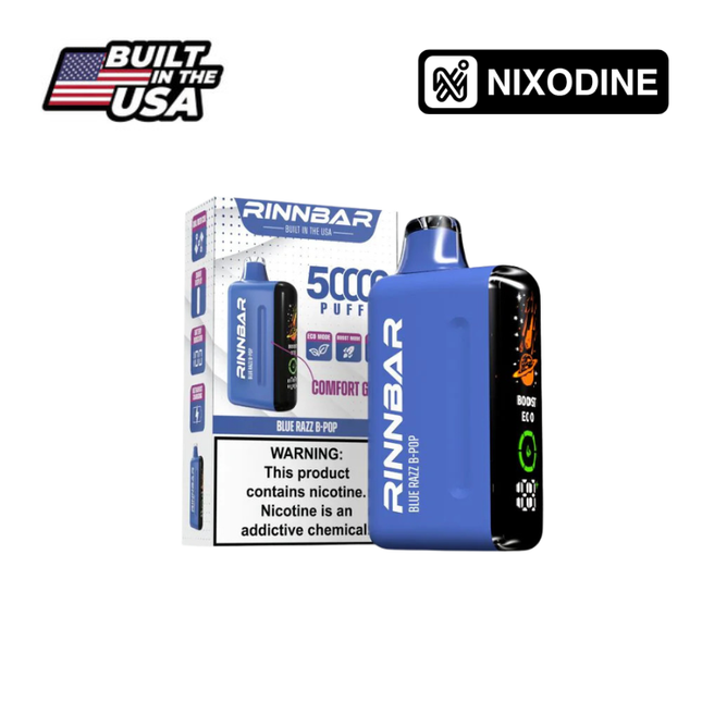 Rinnbar 50k Nixodine Disposable Blue Razz B-Pop