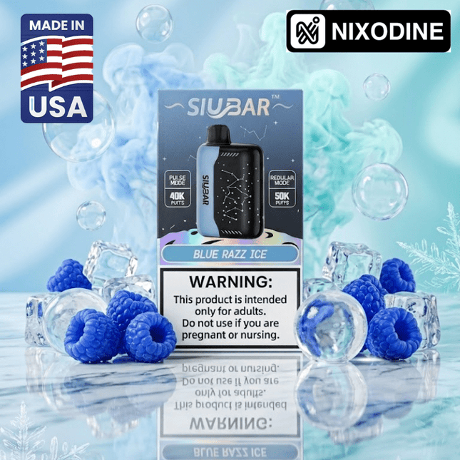 SiuBar Pulse X 50k Nixodine Disposable Blue Razz Ice - Virginia Vapes & Tobacco