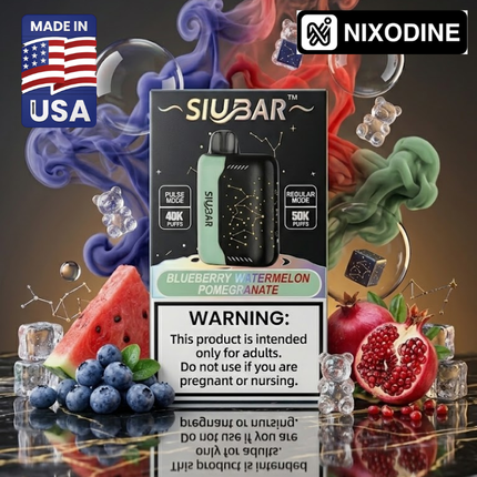 SiuBar Pulse X 50k Nixodine Disposable Blueberry Watermelon Pomegranate - Virginia Vapes & Tobacco