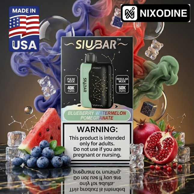 SiuBar Pulse X 50k Nixodine Disposable Blueberry Watermelon Pomegranate