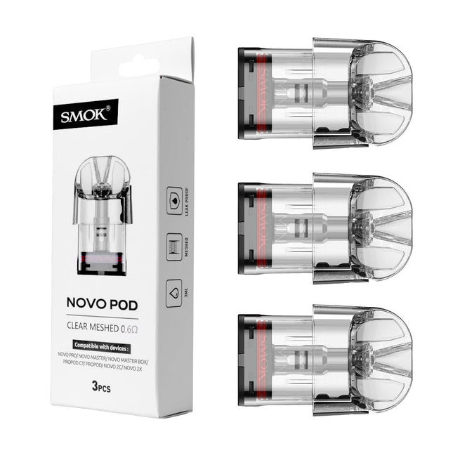 Smok NOVO Pods 3pk Clear Meshed 0.6 - Virginia Vapes & Tobacco