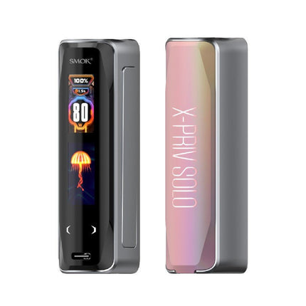 Two electronic devices, one with a digital display and the other with 'X-PRIV SOLO' branding, on a white background.