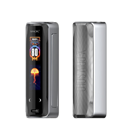 Smok device with digital display and branding on a white background