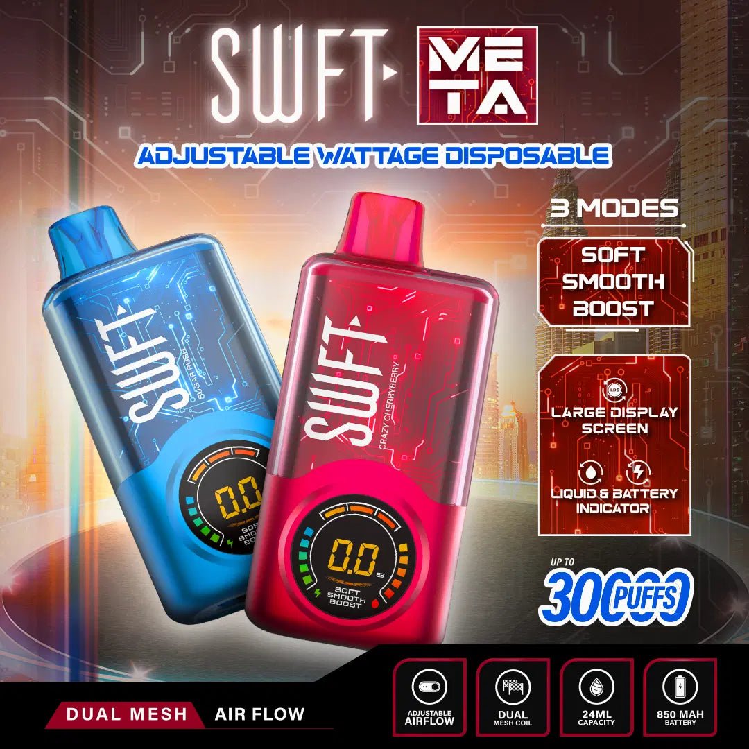 SWFT Meta 30K Disposable Vape – 30,000 Puffs, Smart Display, 24mL E-Liquid  – Virginia Vapes & Tobacco