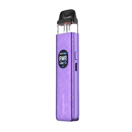 Purple vape device with 'Vaporesso' branding on a white background