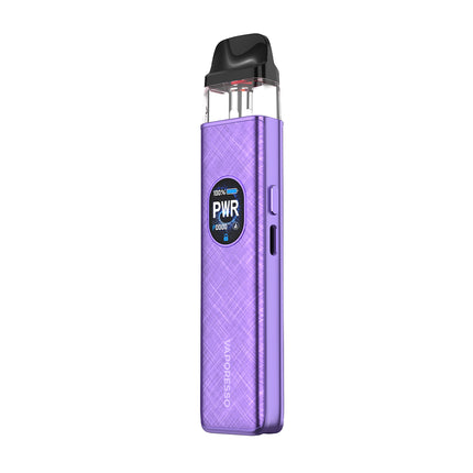 Purple vape device with 'Vaporesso' branding on a white background