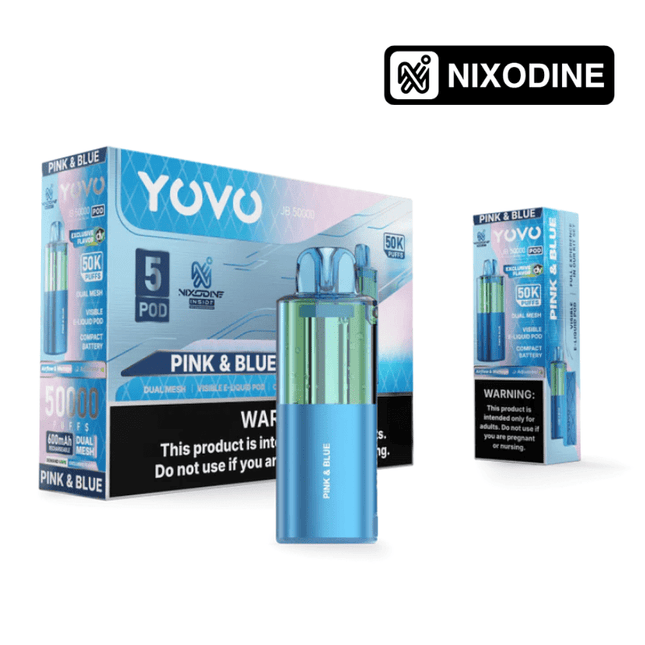 YOVO JB50k Nixodine POD ONLY Pink & Blue - Virginia Vapes & Tobacco