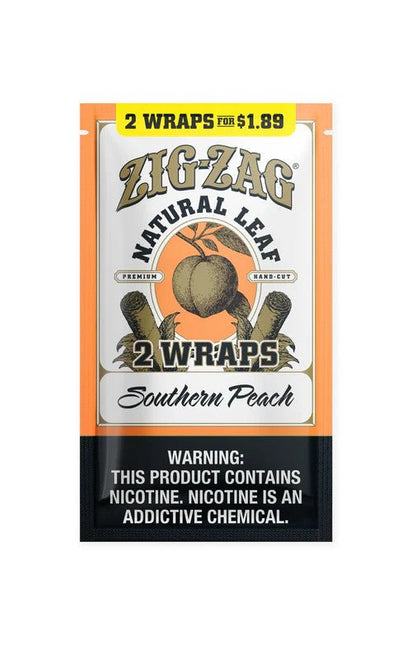 Zig - Zag Natural Leaf Flat Wraps 2pk Southern Peach - Virginia Vapes & Tobacco