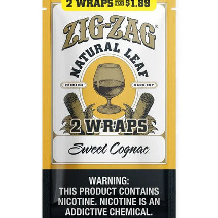 Zig - Zag Natural Leaf Flat Wraps 2pk Sweet Cognac - Virginia Vapes & Tobacco