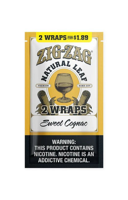 Zig - Zag Natural Leaf Flat Wraps 2pk Sweet Cognac - Virginia Vapes & Tobacco