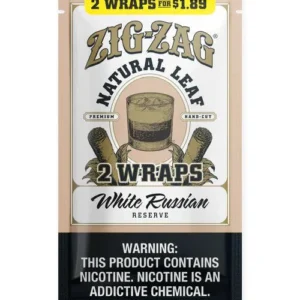 Zig-Zag Natural Leaf Flat Wraps 2pk White Rusian