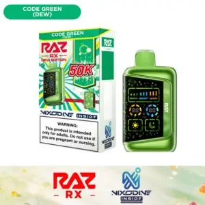 RAZ RX50K nicotine-free disposable vape in Code Green flavor