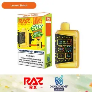 RAZ RX50K nicotine-free disposable vape in Lemon Batch flavor
