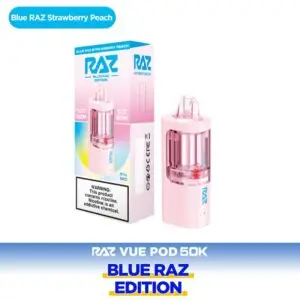 RAZ VUE Blue Raz Strawberry Peach replacement pod, 50,000 puffs