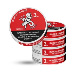 Nic Nac Nicotine Lozenges Blood Orange, 3mg tobacco-free nicotine lozenge container, 15 lozenges