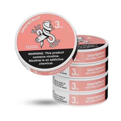 Nic Nac Nicotine Lozenges Grapefruit, 3mg tobacco-free nicotine lozenge container, 15 lozenges