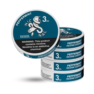 Nic Nac Nicotine Lozenges Peppermint, 3mg tobacco-free nicotine lozenge container, 15 lozenges